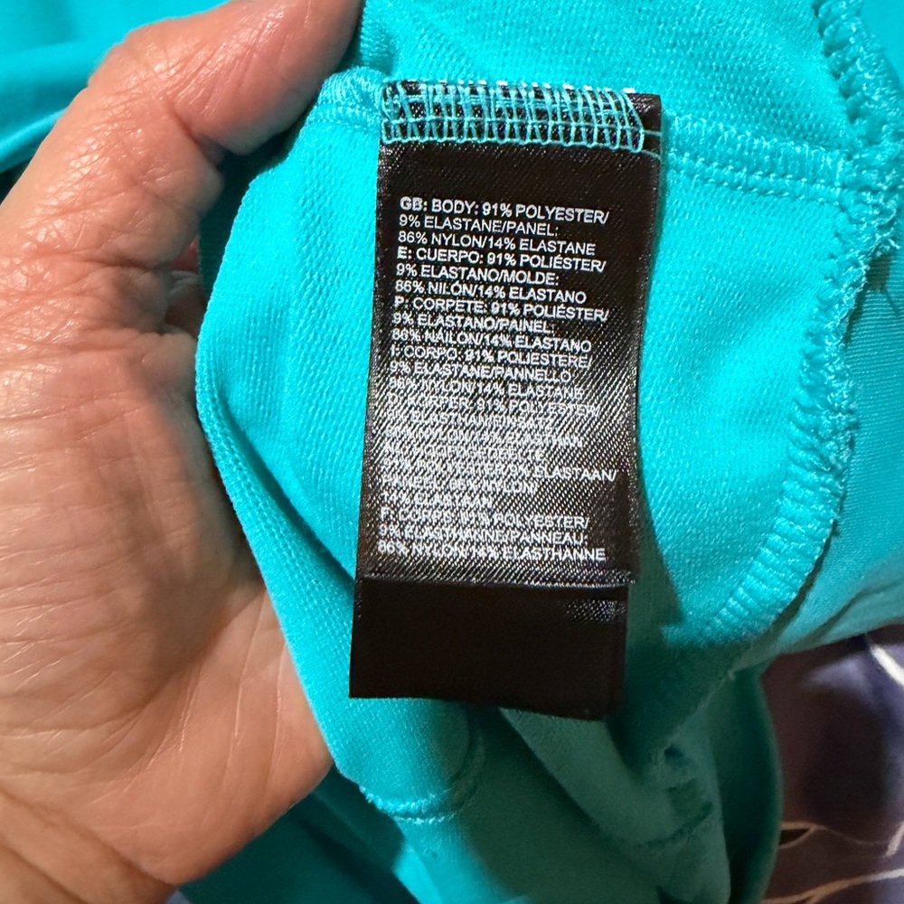 The North Face Teal Sweatshirt with lime green  Details - Picture 7 of 9